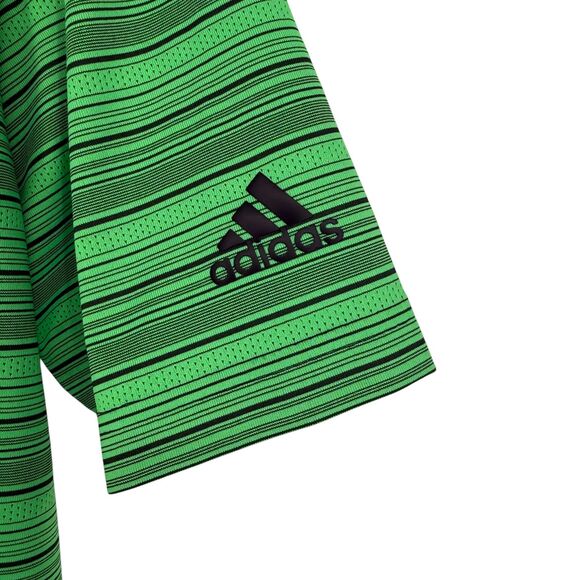 Adidas Golf Polo Shirt Men’s SMALL PrimeGreen Snap Button Stripe Short Sleeve - Picture 6 of 14